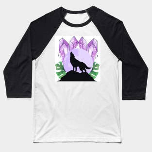 Crystal Ball Wolf with Plants Baseball T-Shirt